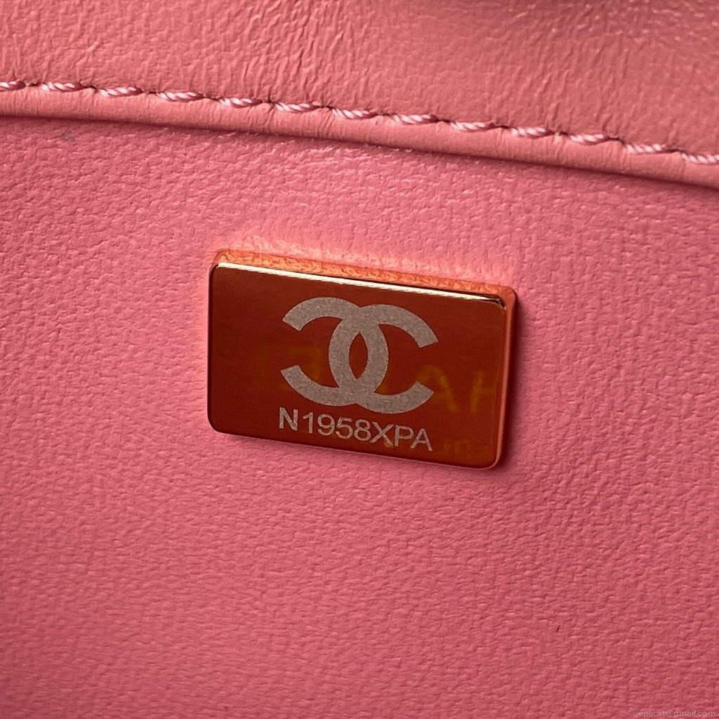 Chanel Flap Bag Lampskin Diamond AS1793 Pink