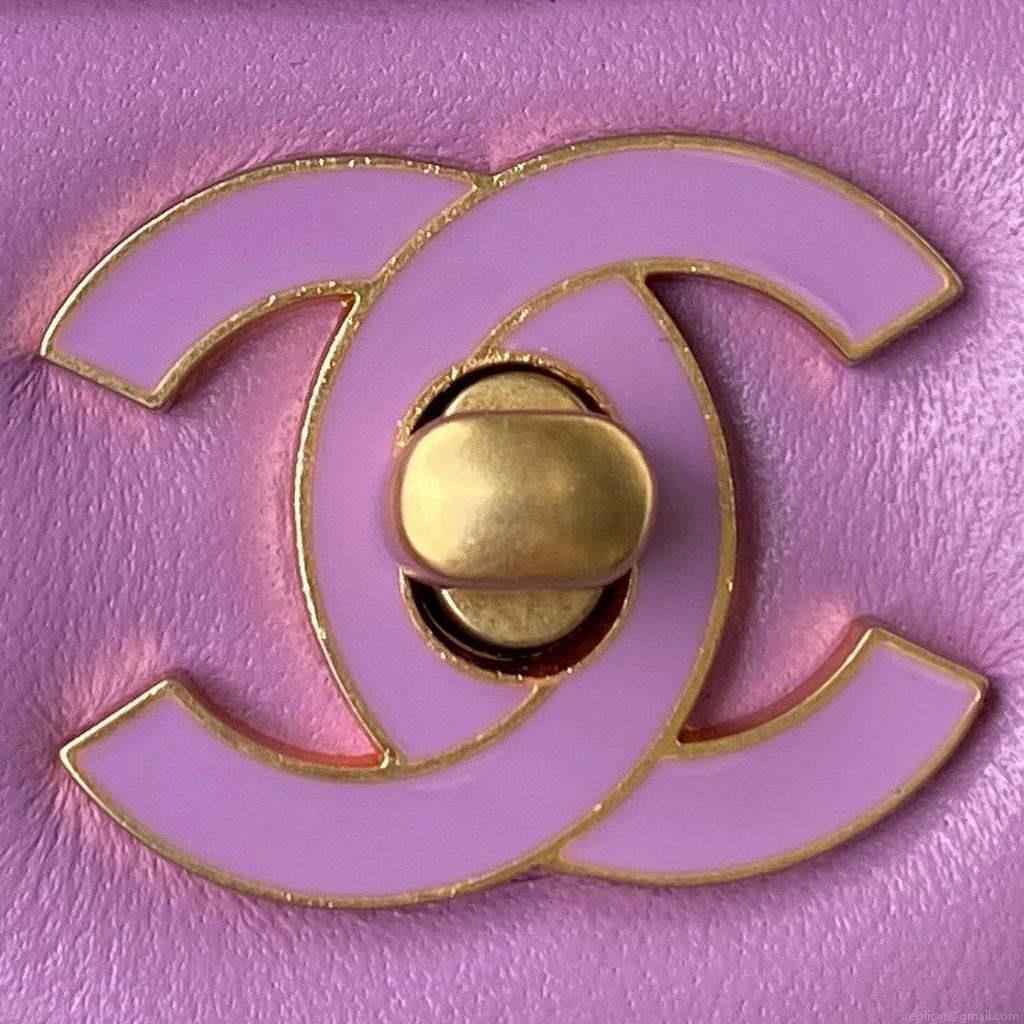 Chanel Flap Bag Lampskin Diamond AS1793 Purple