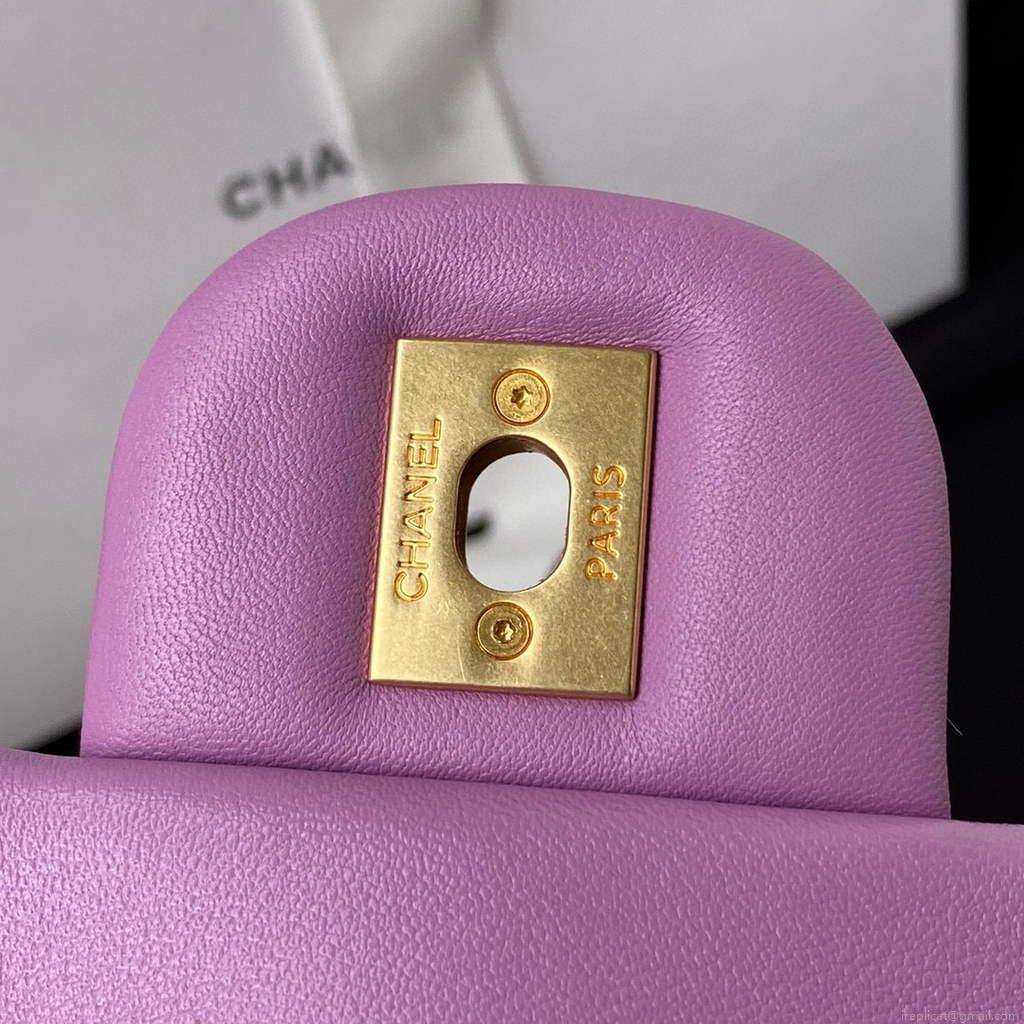 Chanel Flap Bag Lampskin Diamond AS1793 Purple