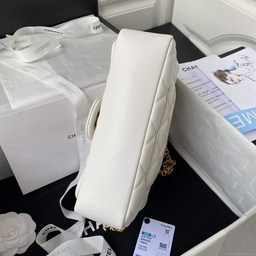 Chanel Flap Bag Lampskin Diamond AS1793 White