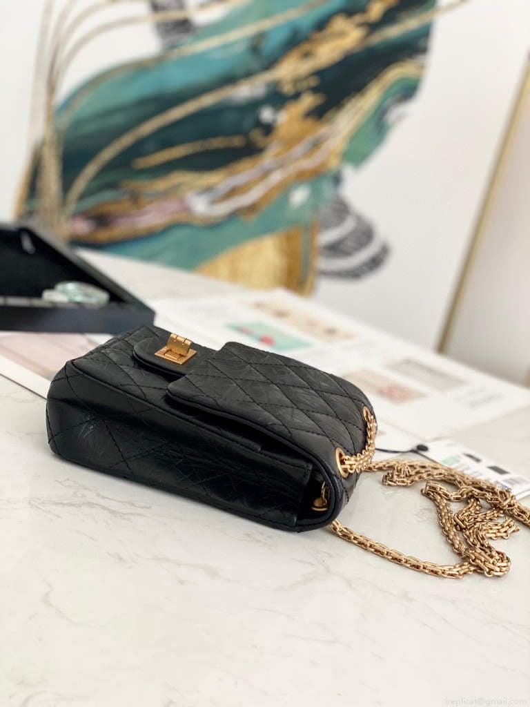 Chanel Flap Phone Shoulder bag Lampskin Red AS1326 Black
