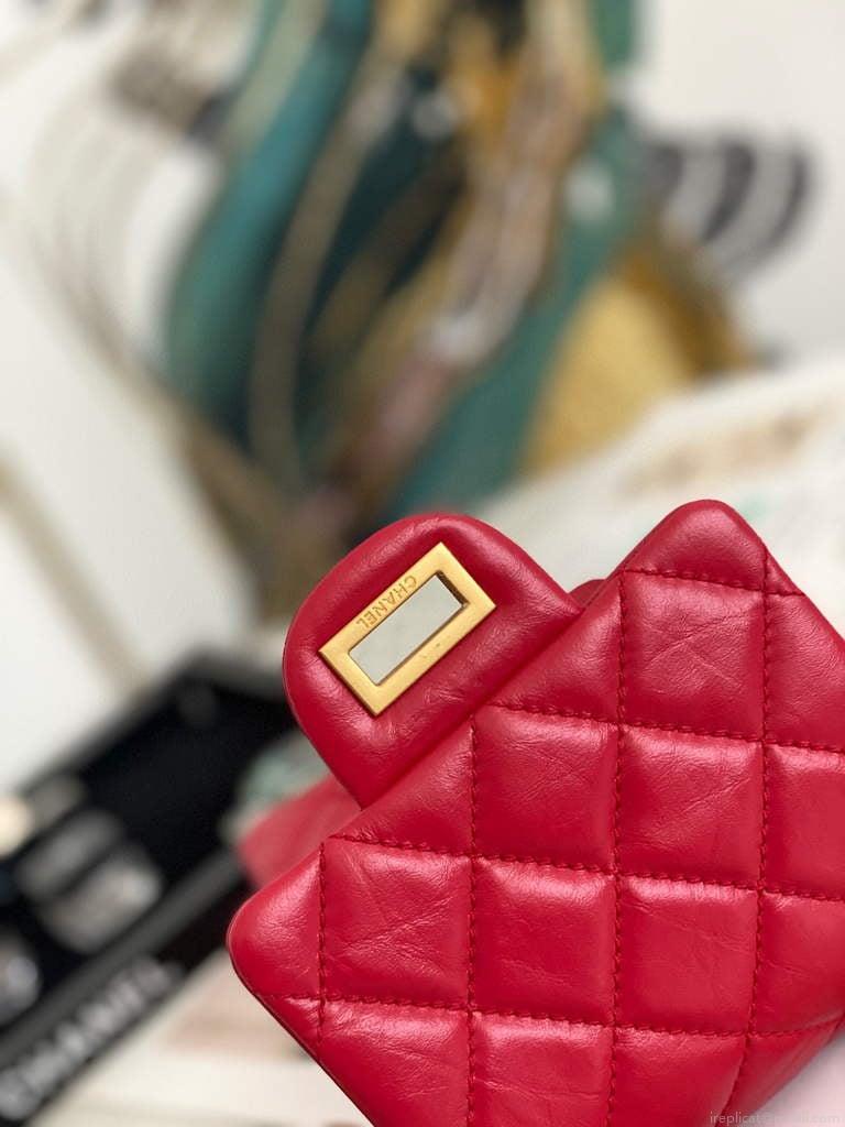 Chanel Flap Phone Shoulder bag Lampskin Red AS1326 Red