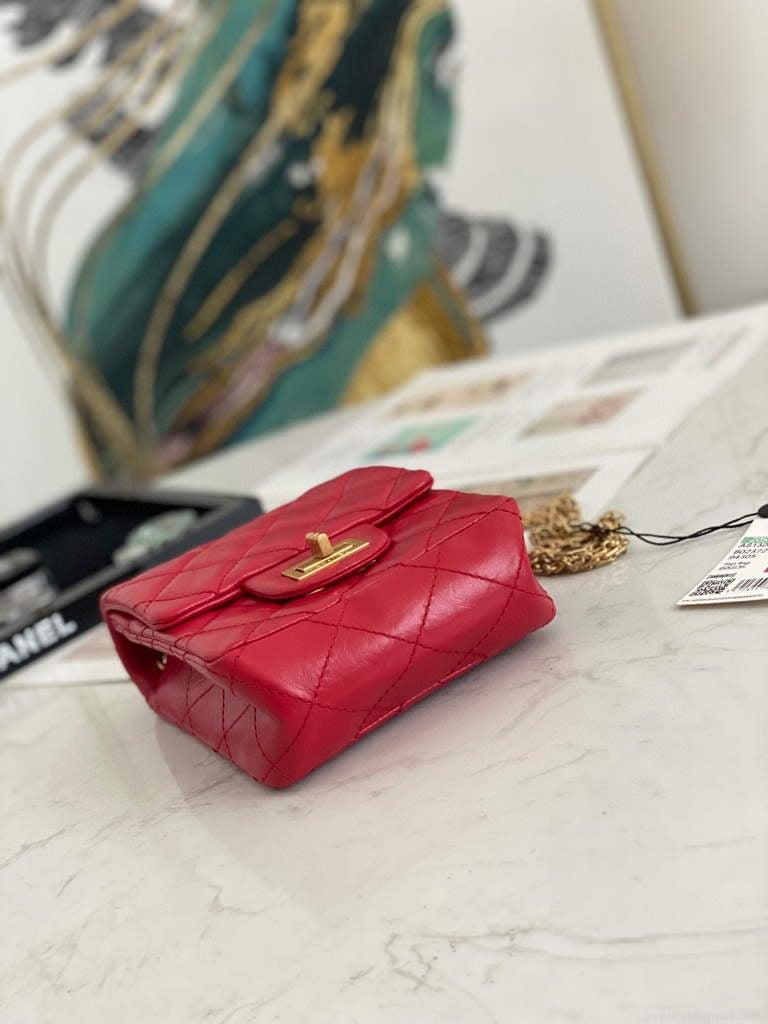 Chanel Flap Phone Shoulder bag Lampskin Red AS1326 Red