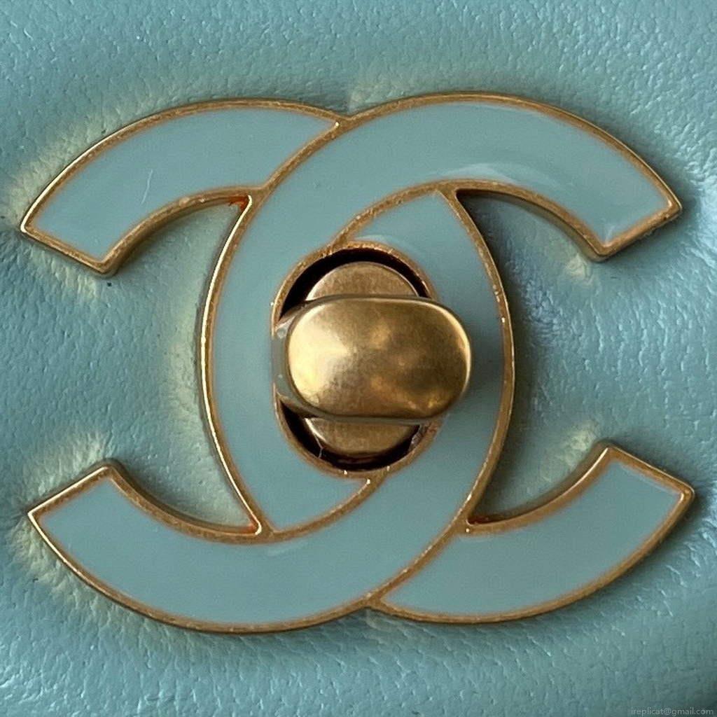 Chanel Flap Small Bag Lampskin Diamond AS1792 Blue