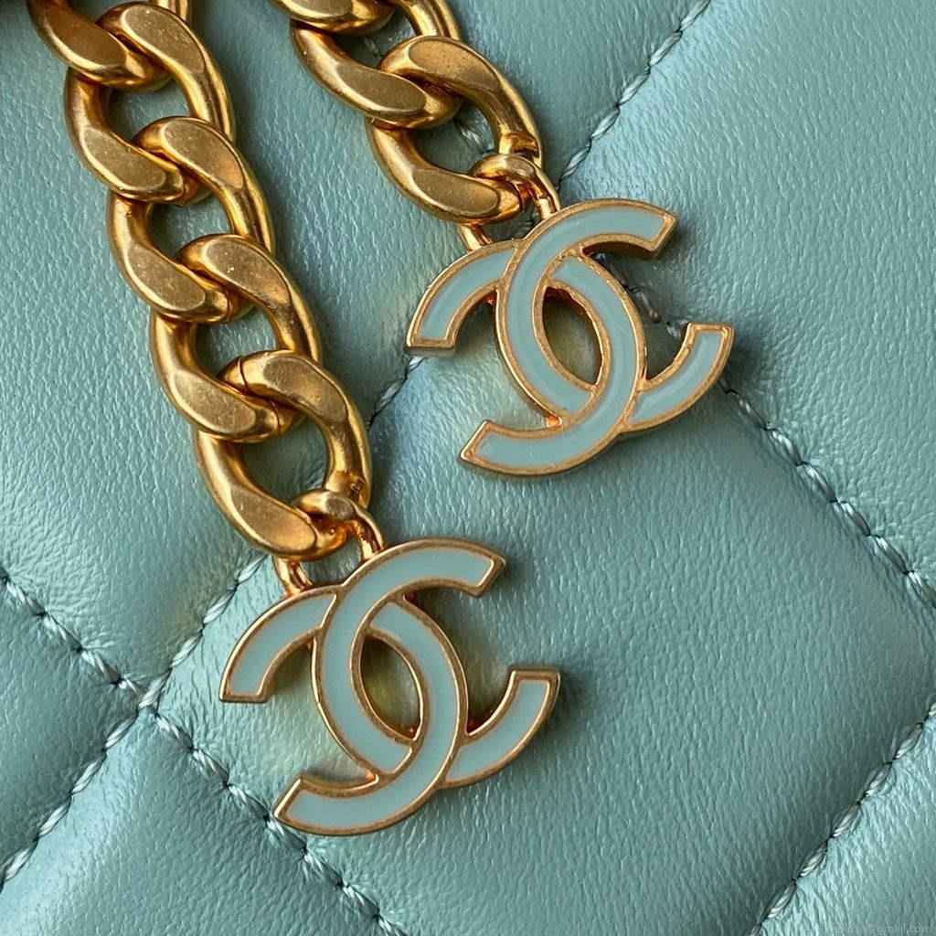 Chanel Flap Small Bag Lampskin Diamond AS1792 Blue
