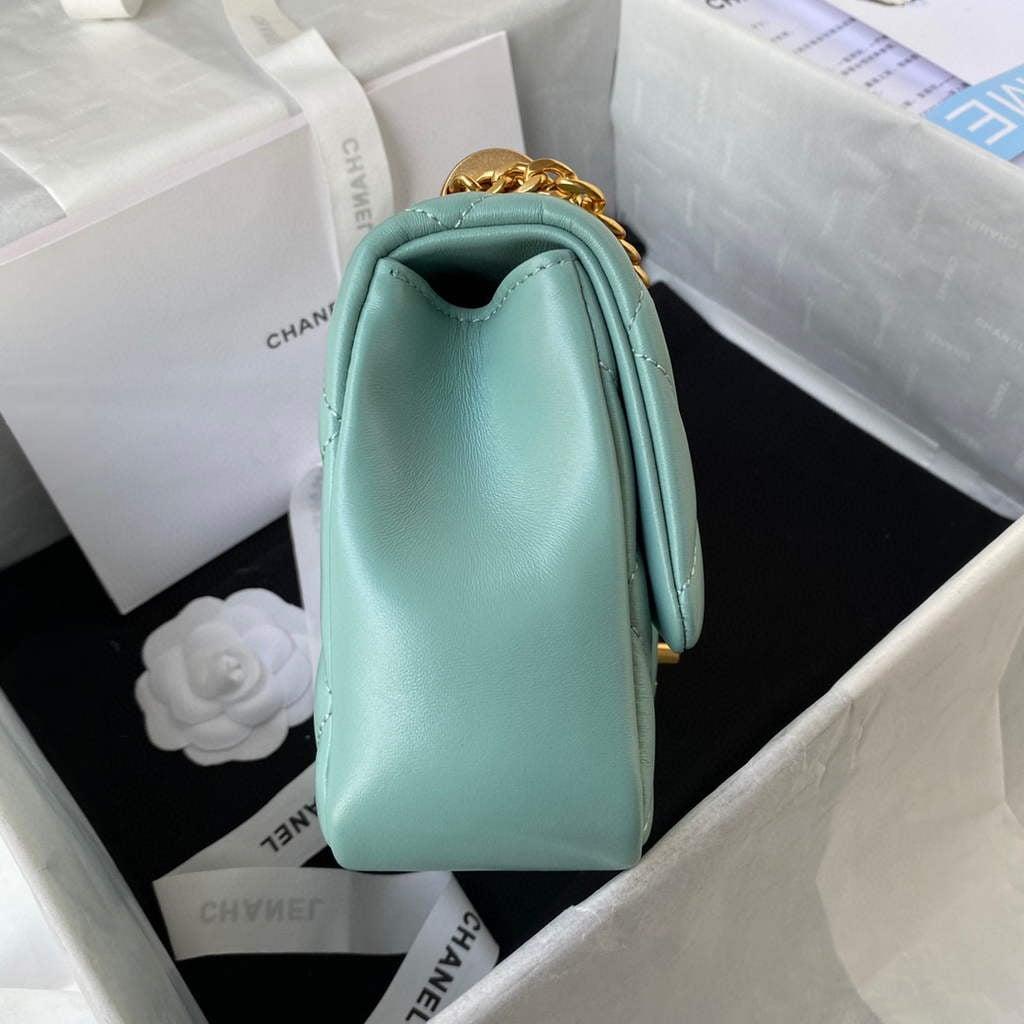 Chanel Flap Small Bag Lampskin Diamond AS1792 Blue