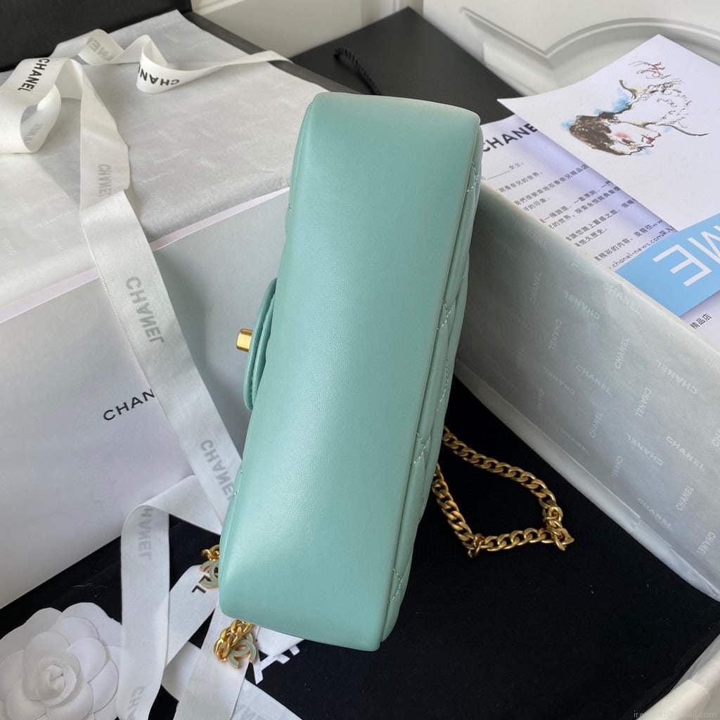 Chanel Flap Small Bag Lampskin Diamond AS1792 Blue