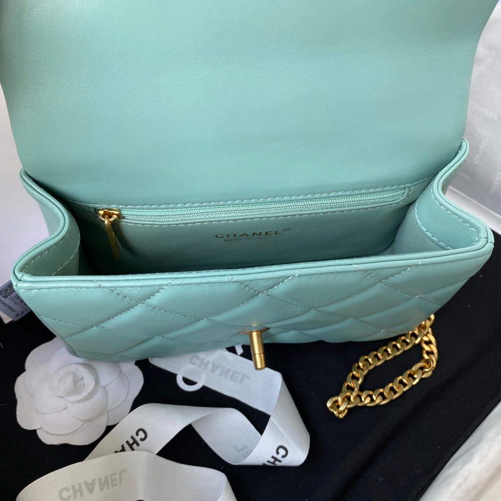 Chanel Flap Small Bag Lampskin Diamond AS1792 Blue