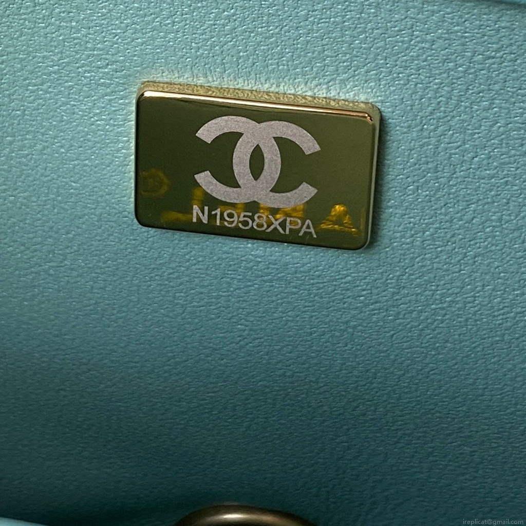 Chanel Flap Small Bag Lampskin Diamond AS1792 Blue