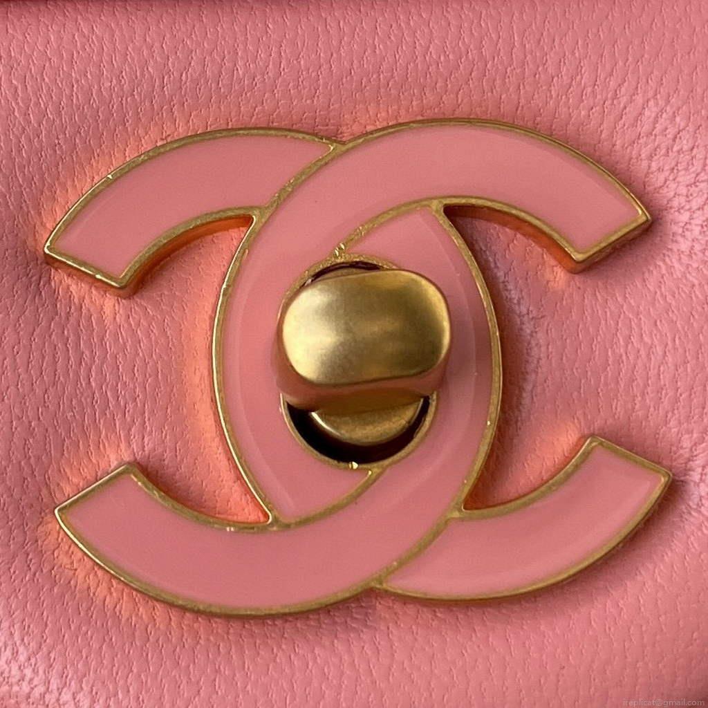 Chanel Flap Small Bag Lampskin Diamond AS1792 Pink