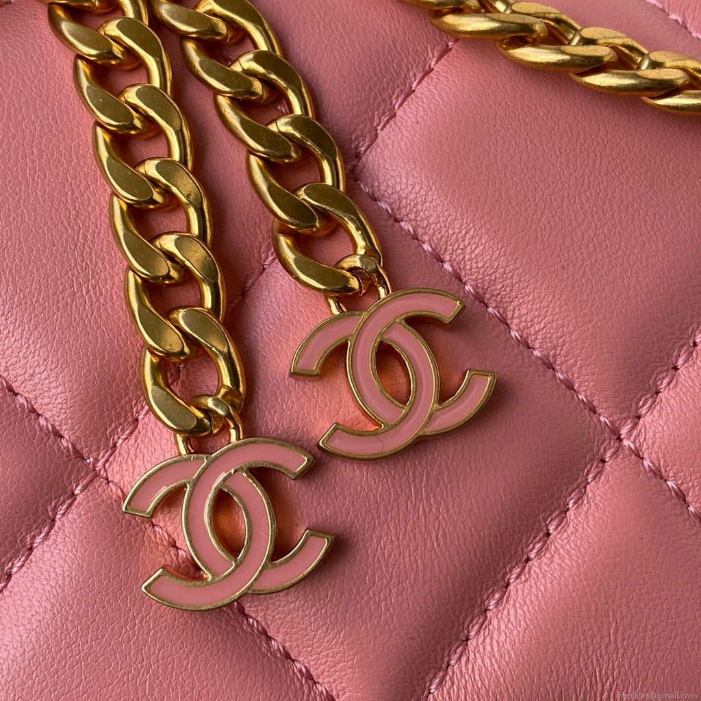 Chanel Flap Small Bag Lampskin Diamond AS1792 Pink