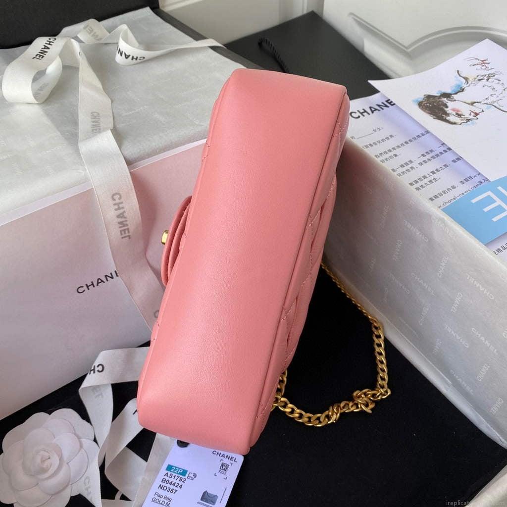 Chanel Flap Small Bag Lampskin Diamond AS1792 Pink