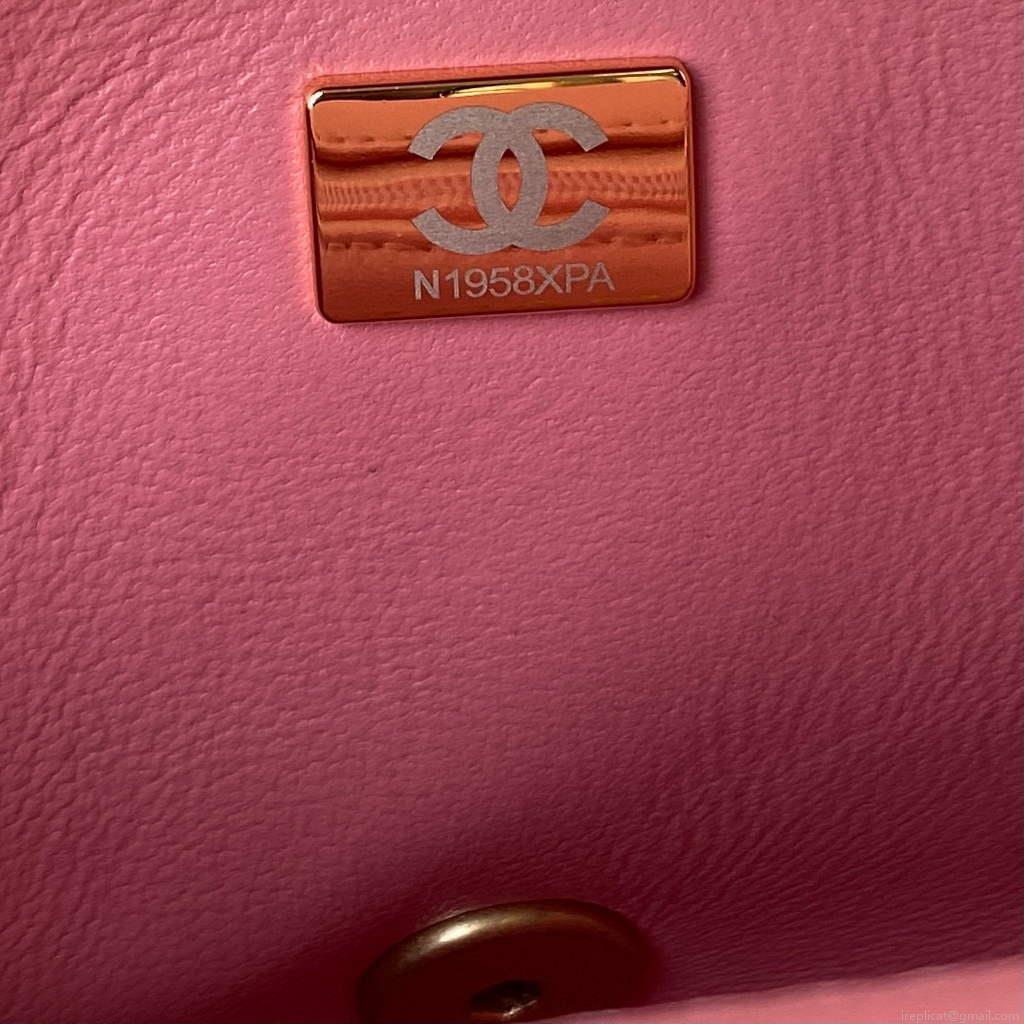 Chanel Flap Small Bag Lampskin Diamond AS1792 Pink