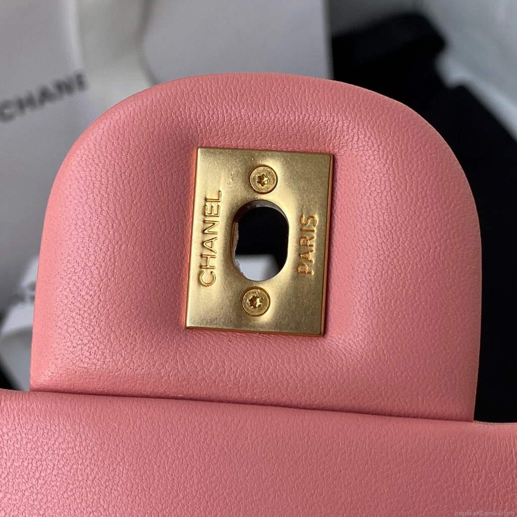 Chanel Flap Small Bag Lampskin Diamond AS1792 Pink