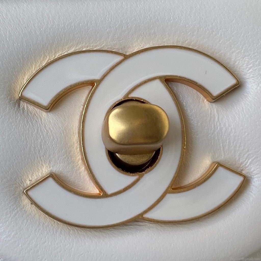 Chanel Flap Small Bag Lampskin Diamond AS1792 White