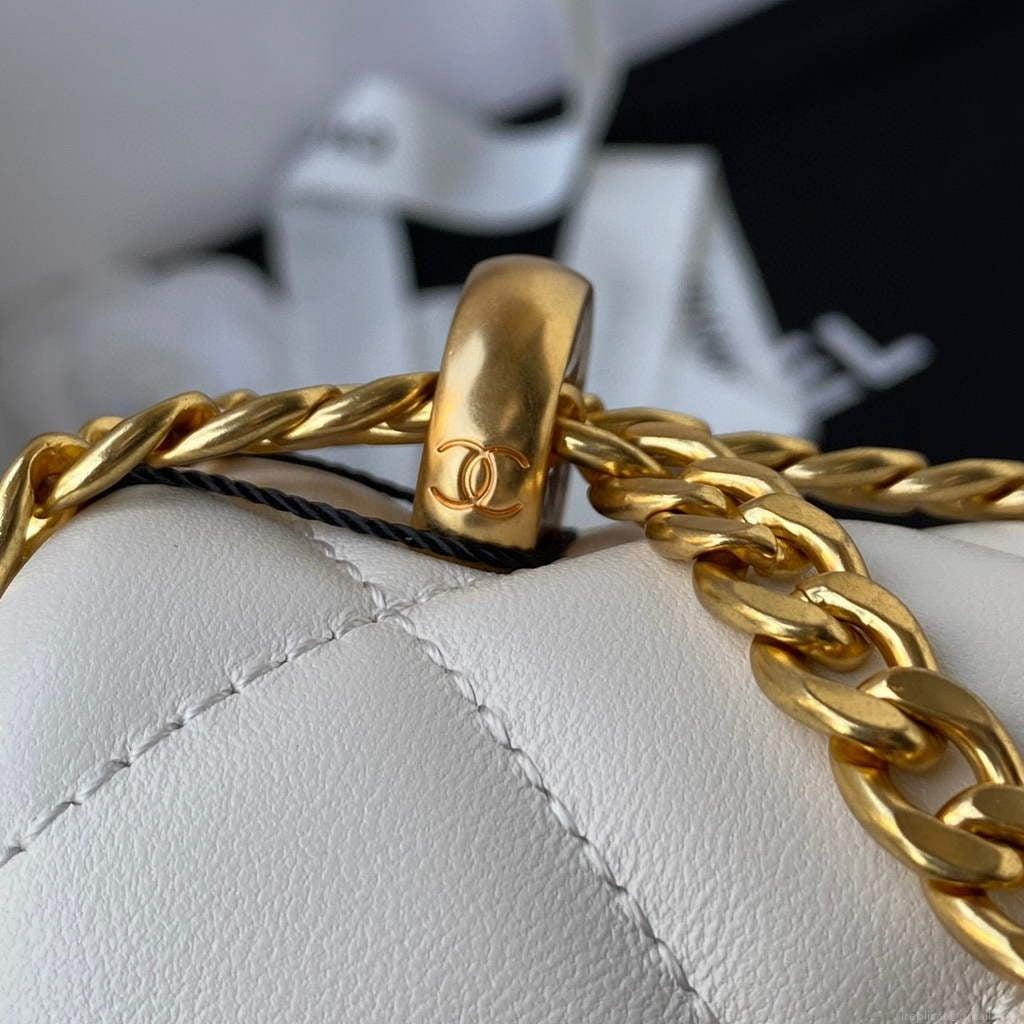 Chanel Flap Small Bag Lampskin Diamond AS1792 White