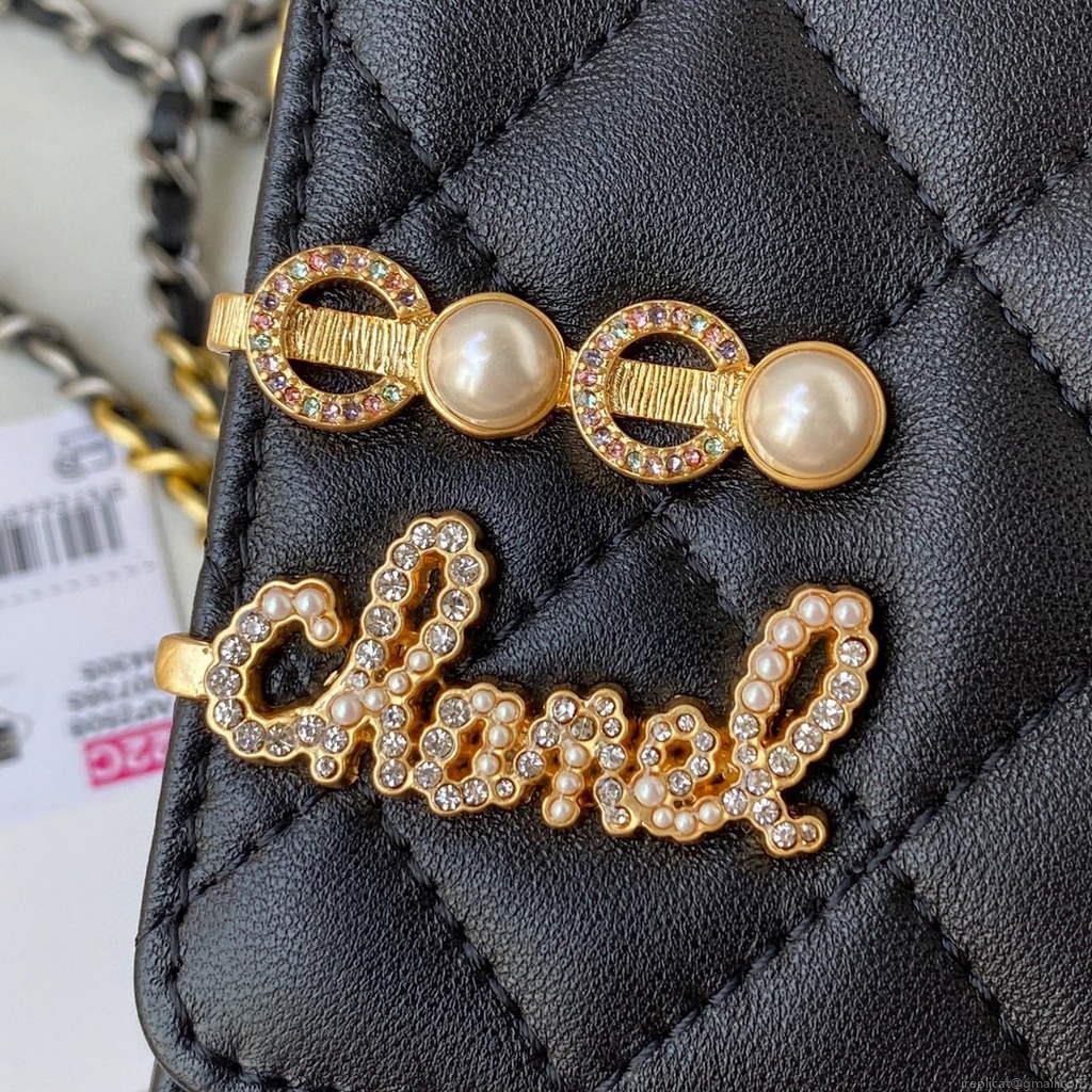 Chanel AP2508 Wallet On Chain Lambskin Shoulder Bag Black