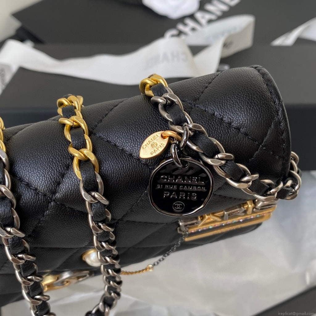 Chanel AP2508 Wallet On Chain Lambskin Shoulder Bag Black