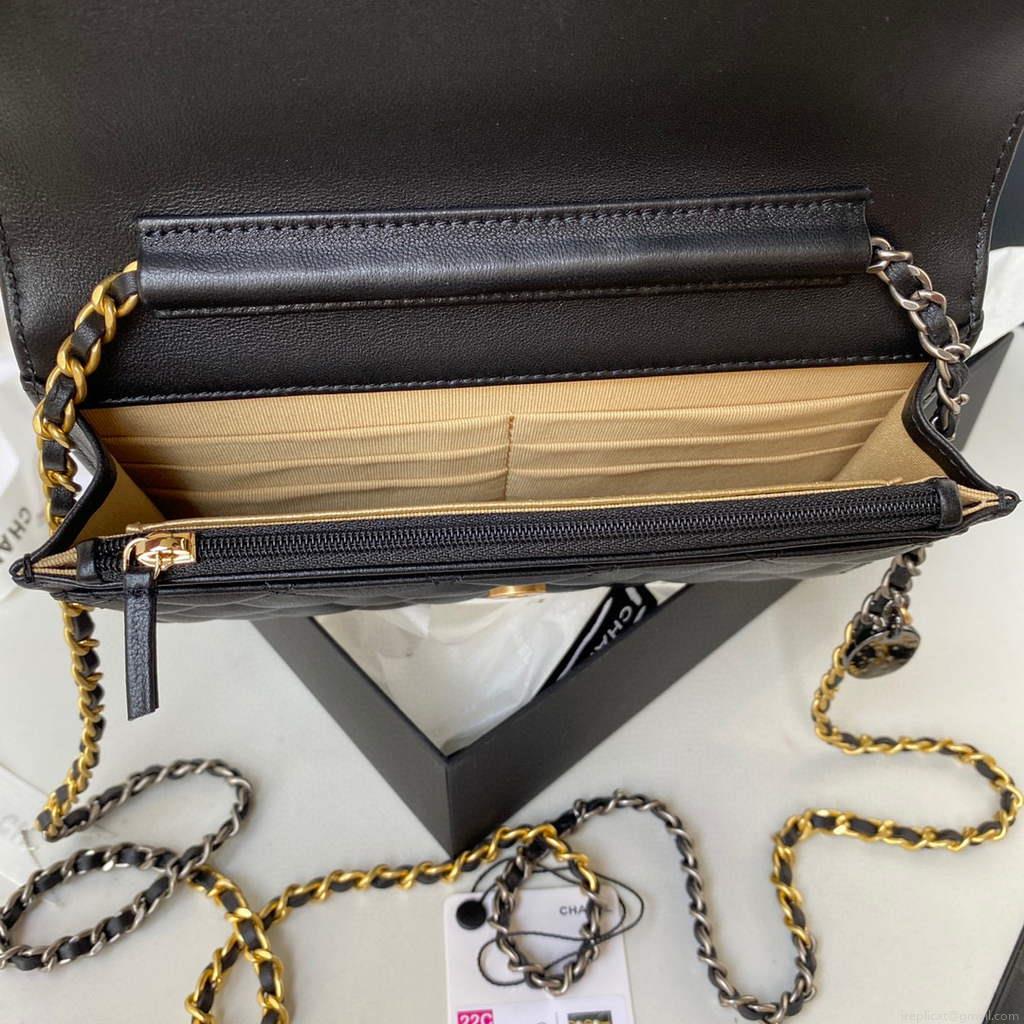Chanel AP2508 Wallet On Chain Lambskin Shoulder Bag Black