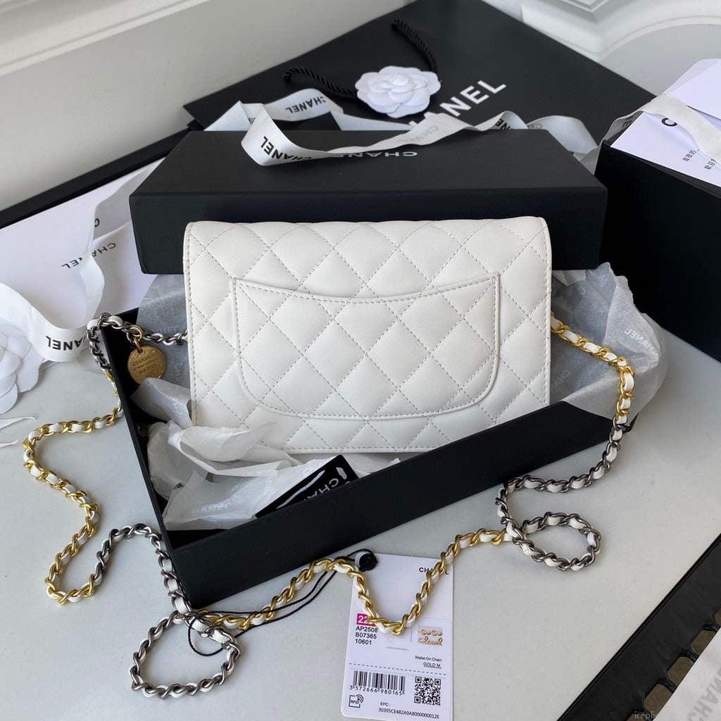 Chanel AP2508 Wallet On Chain Lambskin Shoulder Bag White
