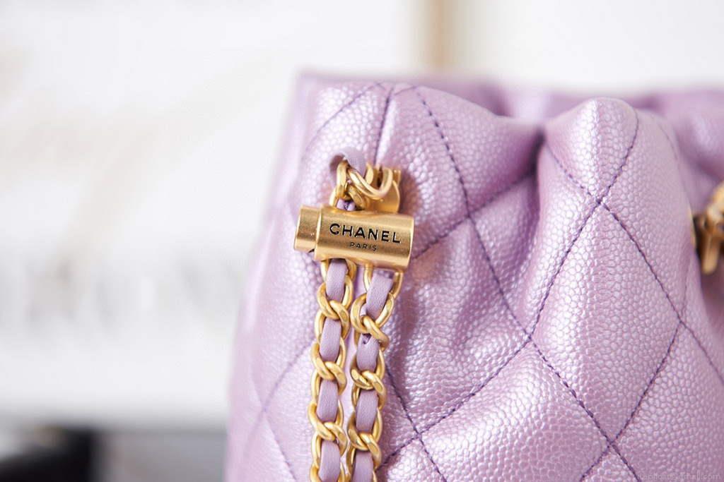 Chanel AS2859 Bucket Bag Shoulder Bag Shiny Grained Calfskin Purple