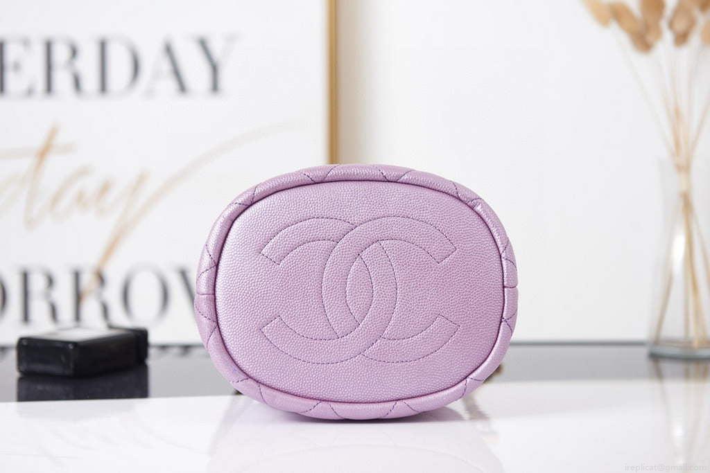 Chanel AS2859 Bucket Bag Shoulder Bag Shiny Grained Calfskin Purple