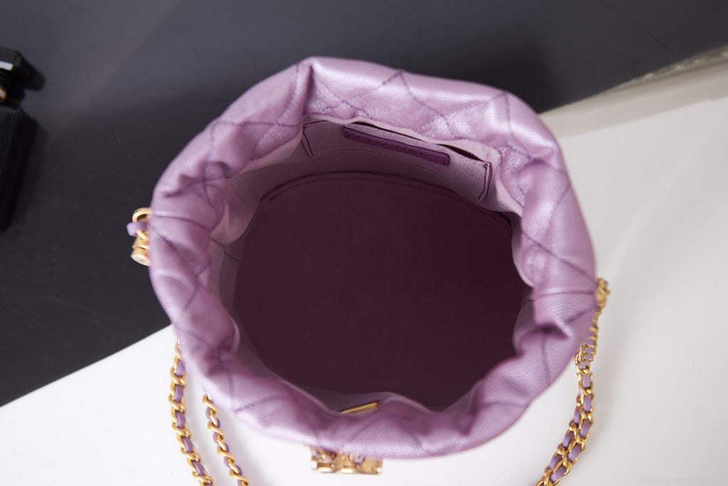 Chanel AS2859 Bucket Bag Shoulder Bag Shiny Grained Calfskin Purple