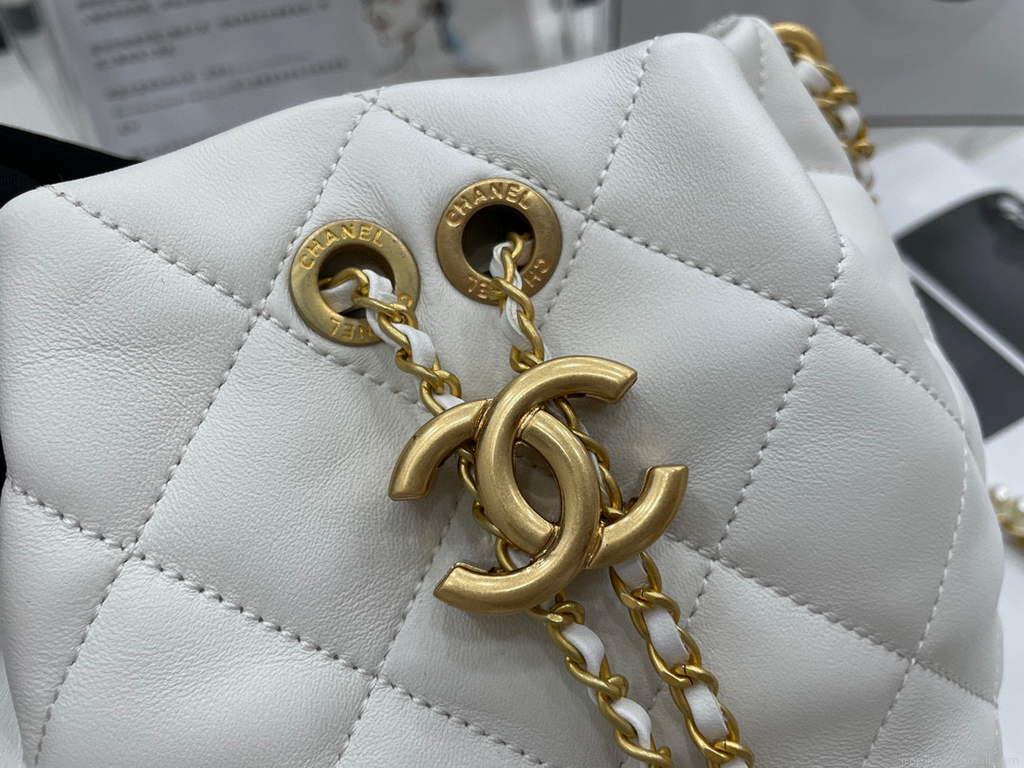 Chanel AS2859 Bucket Bag Lambskin White