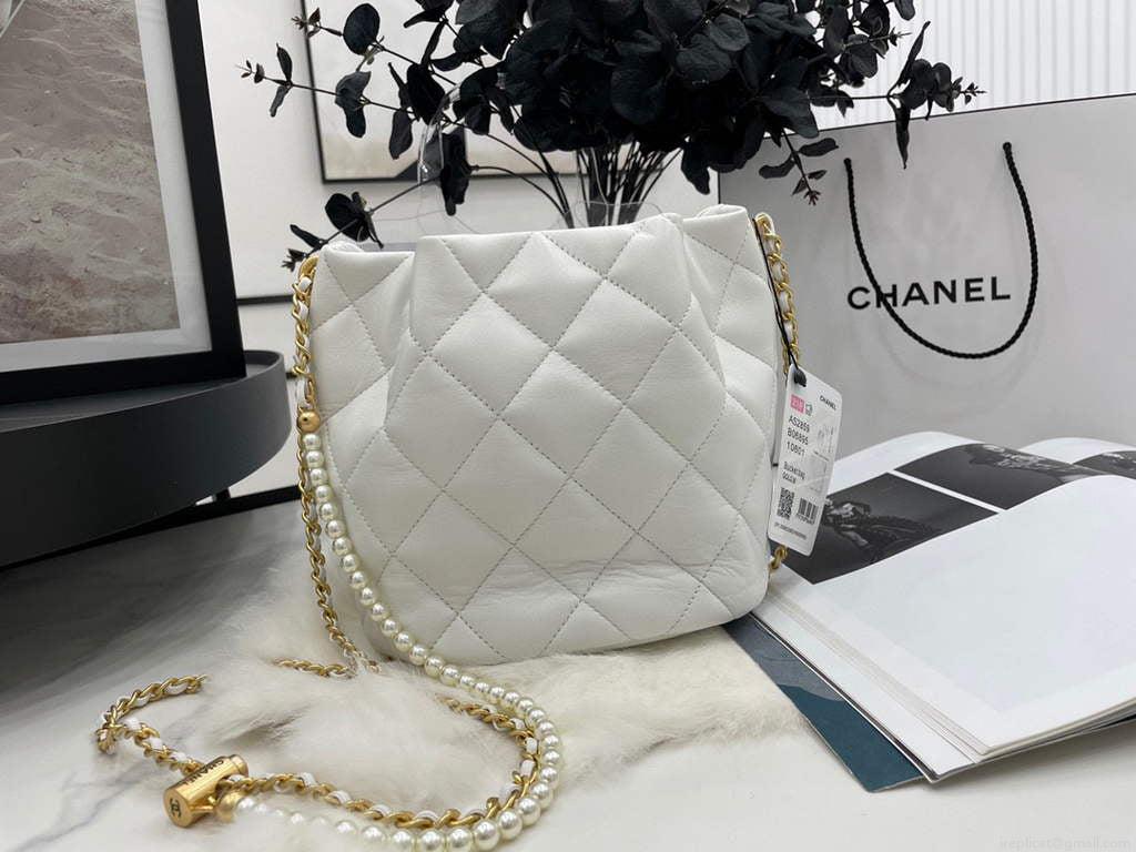 Chanel AS2859 Bucket Bag Lambskin White