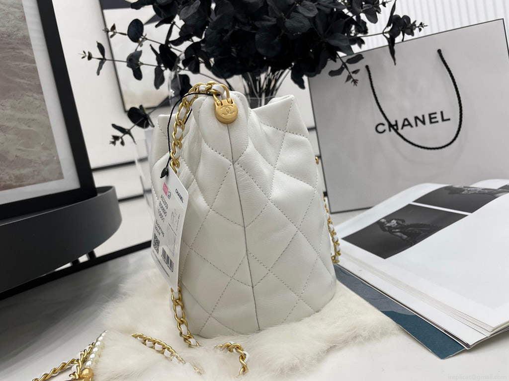 Chanel AS2859 Bucket Bag Lambskin White