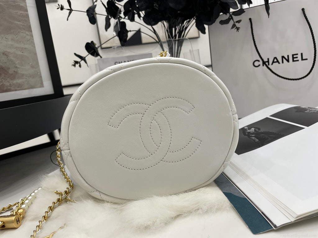 Chanel AS2859 Bucket Bag Lambskin White
