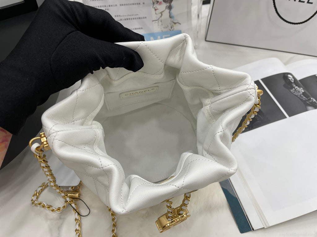 Chanel AS2859 Bucket Bag Lambskin White