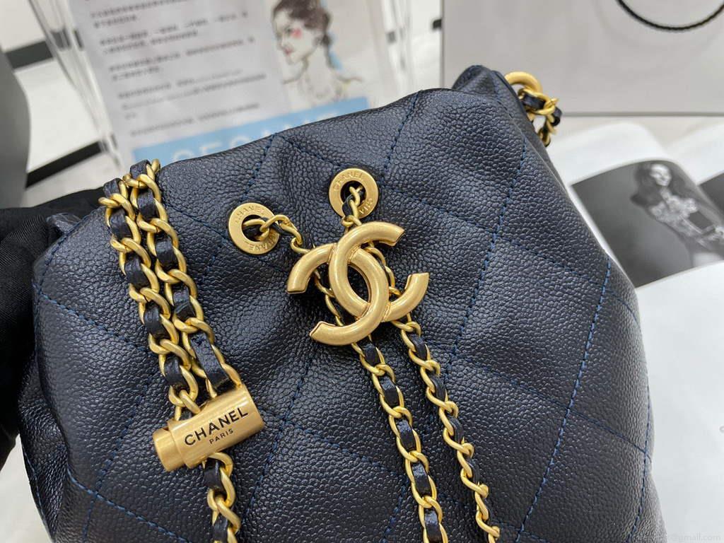 Chanel AS2859 Bucket Bag Lambskin Navy blue
