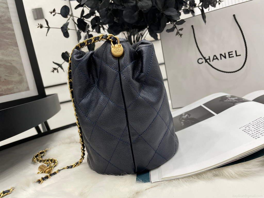 Chanel AS2859 Bucket Bag Lambskin Navy blue