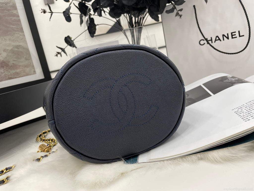 Chanel AS2859 Bucket Bag Lambskin Navy blue