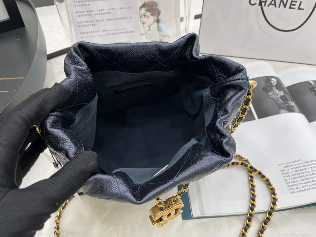 Chanel AS2859 Bucket Bag Lambskin Navy blue
