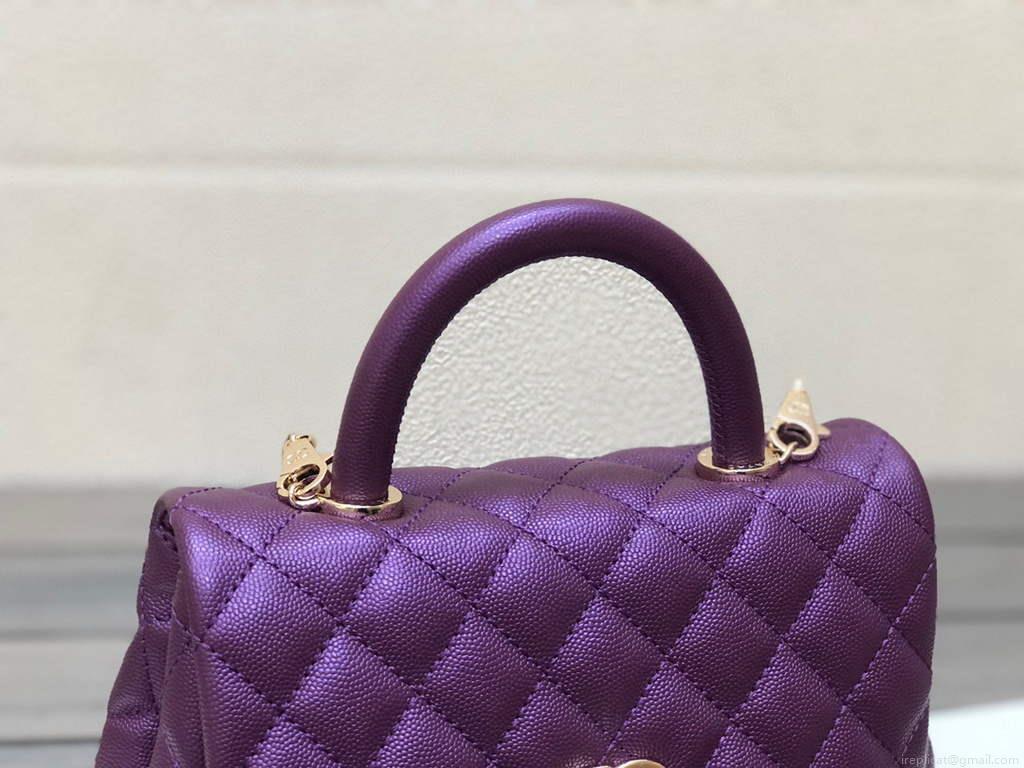 Chanel A92991 Large Flap Bag With Top Handle handBag Purple