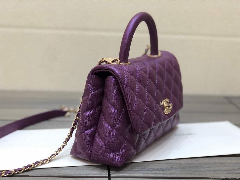 Chanel A92991 Large Flap Bag With Top Handle handBag Purple