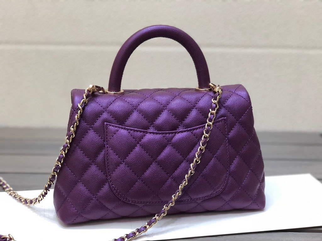 Chanel A92991 Large Flap Bag With Top Handle handBag Purple