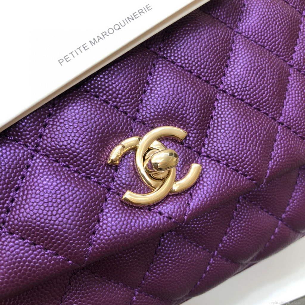Chanel A92991 Large Flap Bag With Top Handle handBag Purple