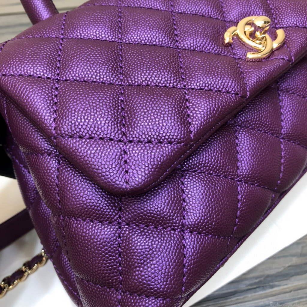 Chanel A92991 Large Flap Bag With Top Handle handBag Purple