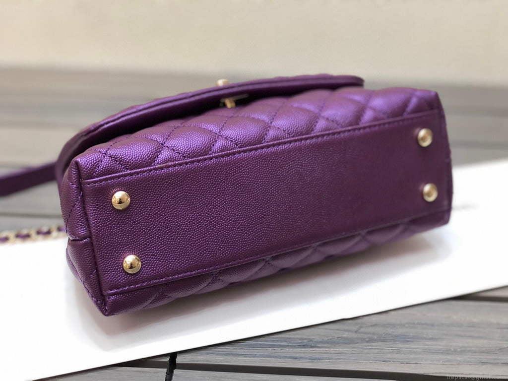 Chanel A92991 Large Flap Bag With Top Handle handBag Purple