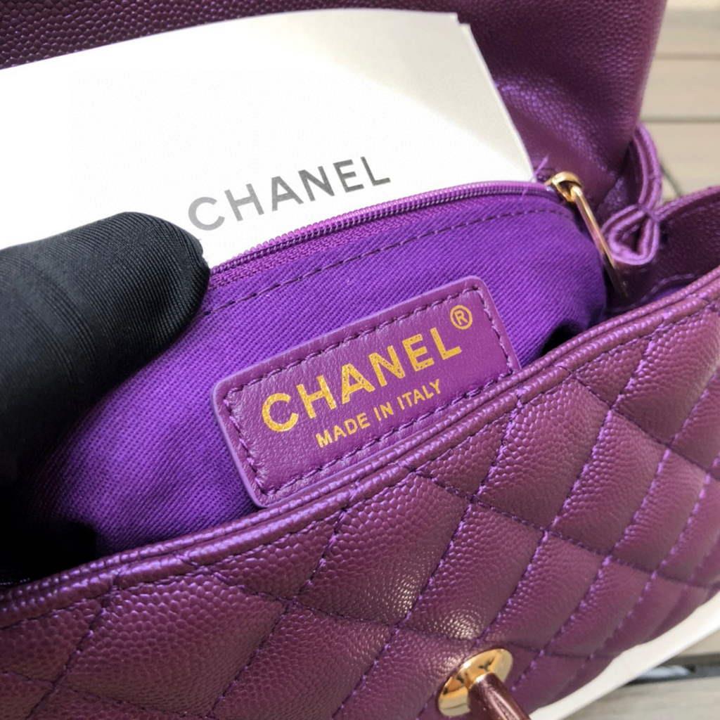 Chanel A92991 Large Flap Bag With Top Handle handBag Purple