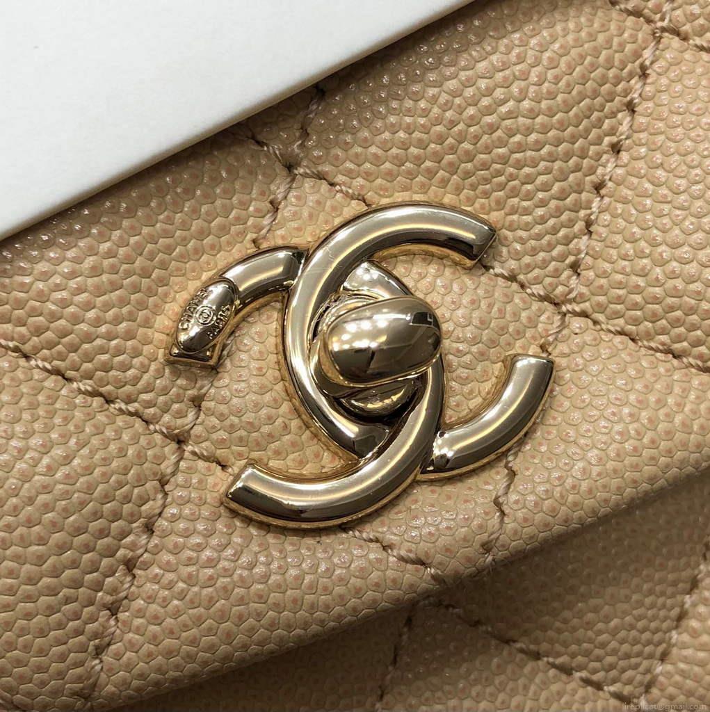 Chanel A92990 Medium Flap Bag With Top Handle Bag Apricot