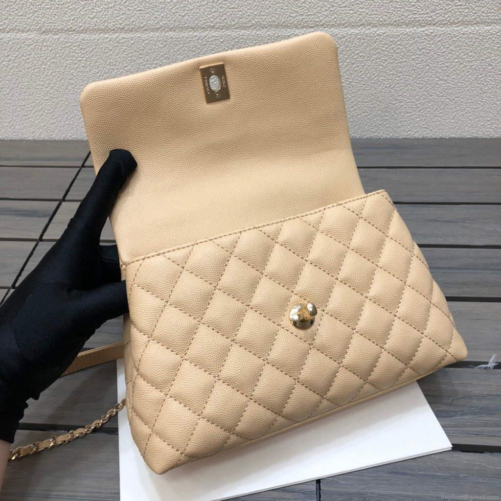 Chanel A92990 Medium Flap Bag With Top Handle Bag Apricot
