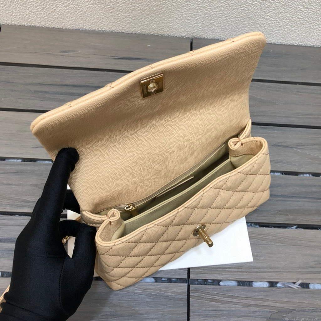 Chanel A92990 Medium Flap Bag With Top Handle Bag Apricot
