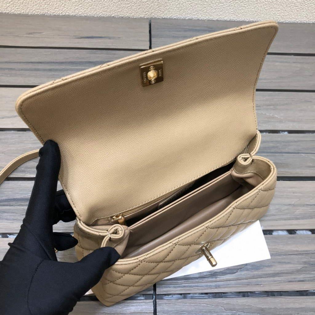 Chanel A92990 Medium Flap Bag With Top Handle Bag Light Apricot