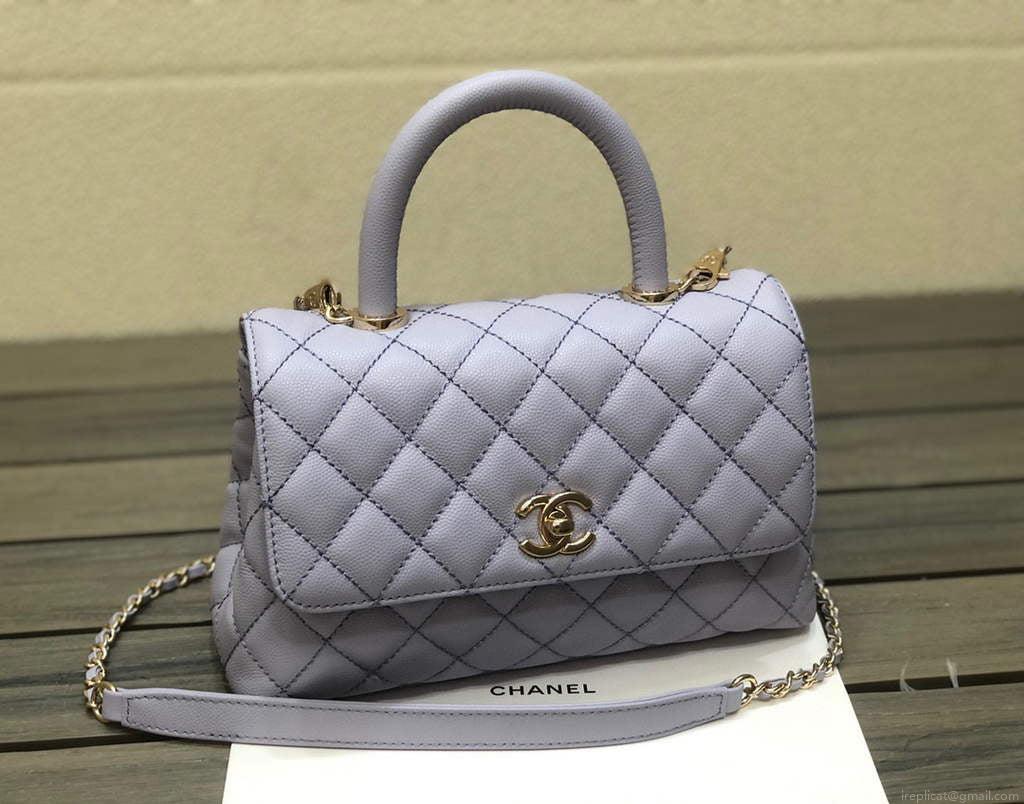 Chanel A92990 Medium Flap Bag With Top Handle Bag Light Purple