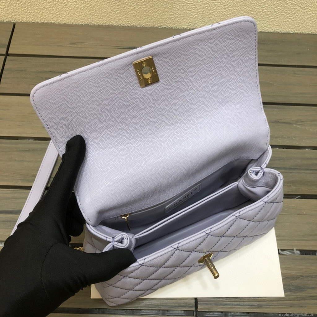 Chanel A92990 Medium Flap Bag With Top Handle Bag Light Purple