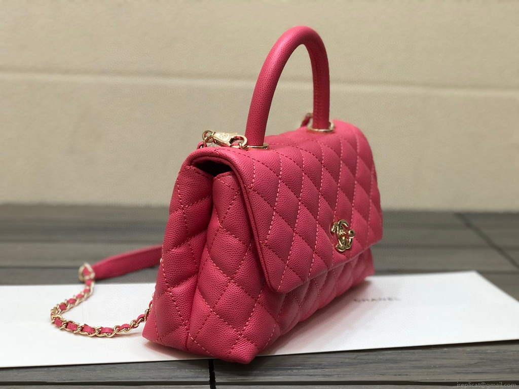 Chanel A92990 Medium Flap Bag With Top Handle Bag Rose Red
